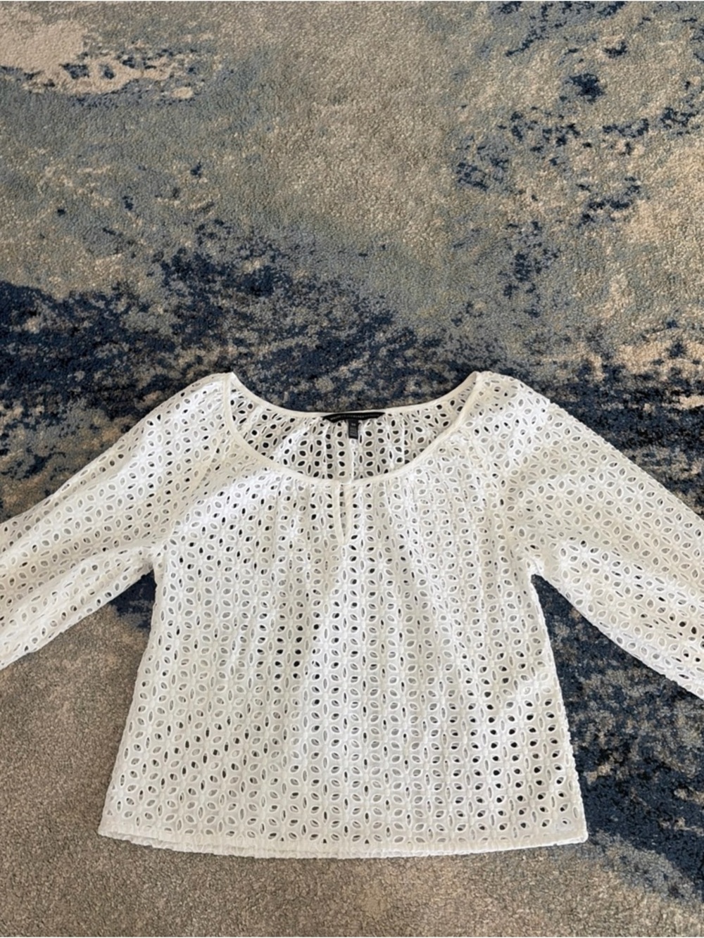 White House Black Market White Eyelet Peasant Blouse